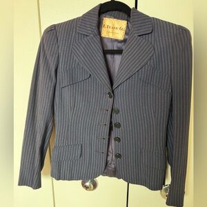 Women's Navy Pinstripe Tailored Blazer